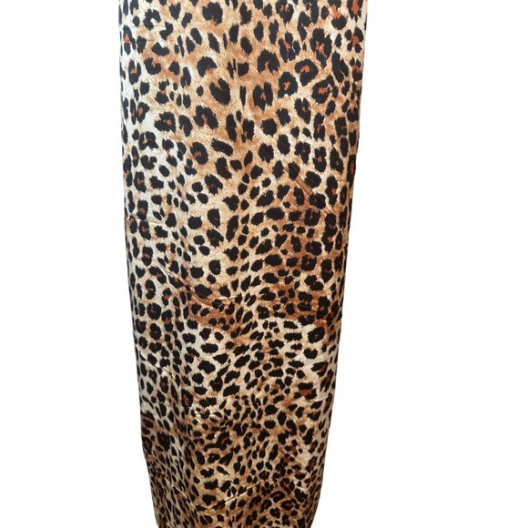 NWT PrettyLittleThing Size 16 Leopard Print Maxi Dress Black Lace Detail - Picture 6 of 15